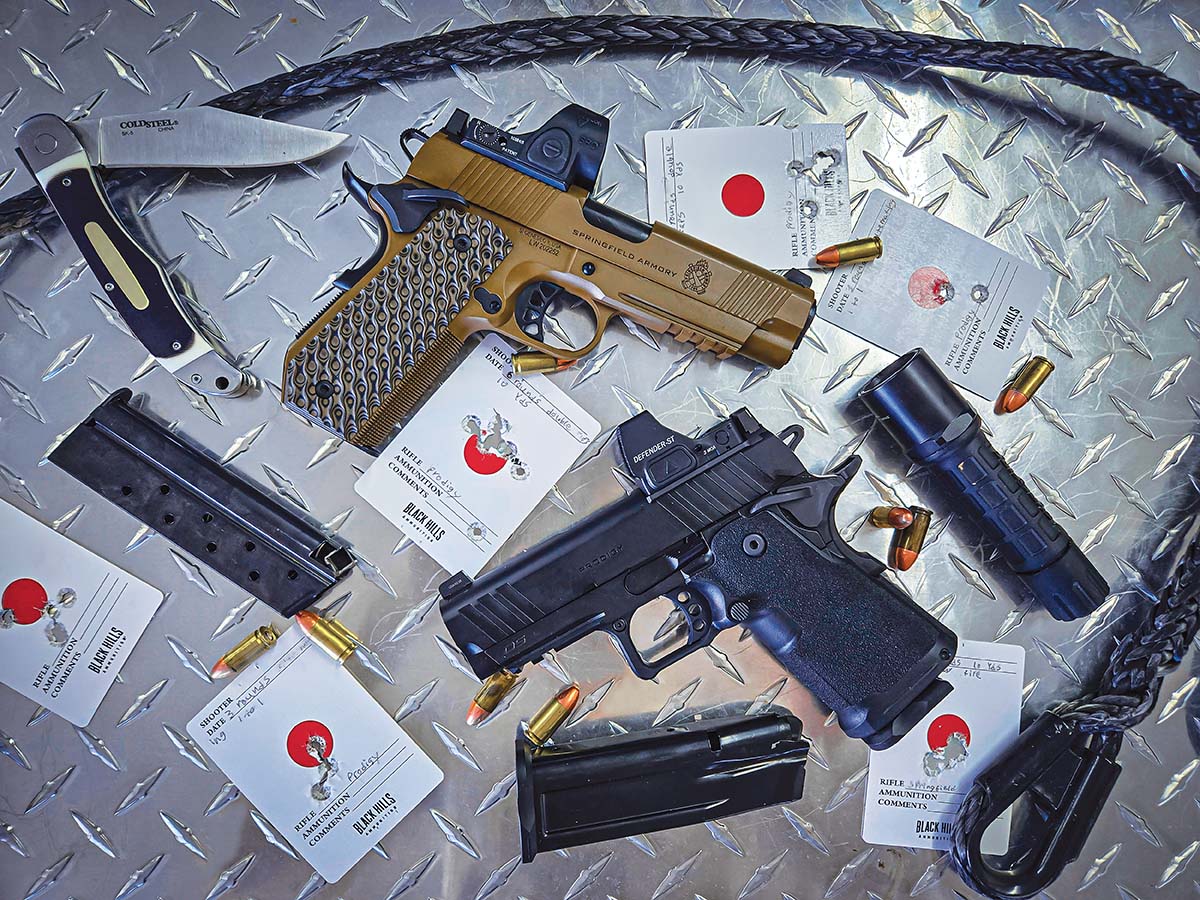 The Springfield Prodigy and TRP are both attractive pistols in their own ways. The playing card targets were shot at 10 yards during the reliability testing, both guns were a pleasure to shoot drills with.